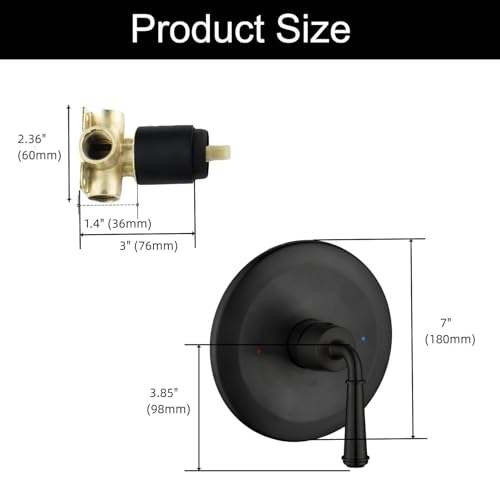 image for BEIYI Matte Black Shower Handle Valve, Single-Handle Bathroom Control 