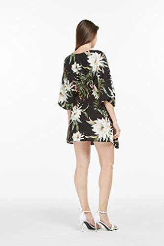 Image of Family Matching Hawaiian Clothes, Wispy Cereus Black | Lightweight 100% rayon • Family matching outfits • Tropical floral print • Beach vacations • Luaus • Cruises • Family photos