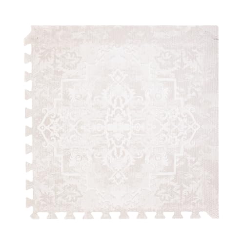 Image of Toddlekind Playmat - Premium Foam Playmat 4 x 6 feet 6 Tile Extra Thick Foam Floor Puzzle Mat for Babies/Toddlers Stylish Non-Toxic Odorless. Perfect for Tummy Time Crawling and Play. 0m+ (off white)