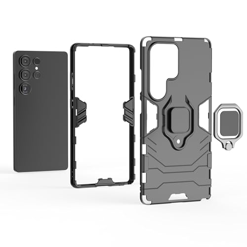Coque Samsung S25 Ultra antichoc bleue avec support bague réglable