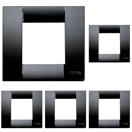 Placca per 1 o 2 moduli VIMAR 17097.16 IDEA Placca Classica 1 modulo o 2 moduli ridotti, tecnopolimero, dimensioni 8.8 x 8 x 0.9 cm, colore nero (Confezione da 5)