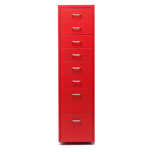 IKAYAA Office Tall Metal File 8 Drawers Detachable Mobile Steel