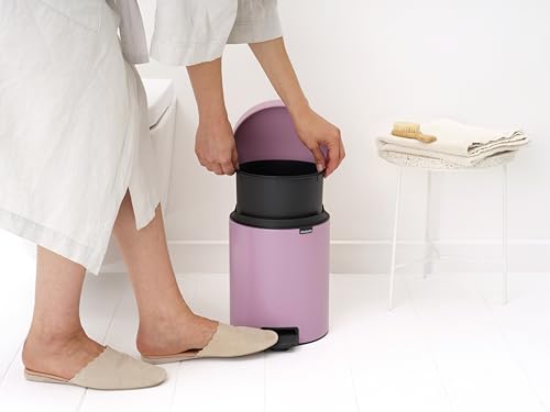 Image of Brabantia NewIcon Pedal Bin 1.3 Gallon /5L (Lilac Pink), Soft-Closing Kitchen Garbage Can, Step-On Trash Can with Removable Inner Bucket, PerfectFit Trash Bag Pack Included