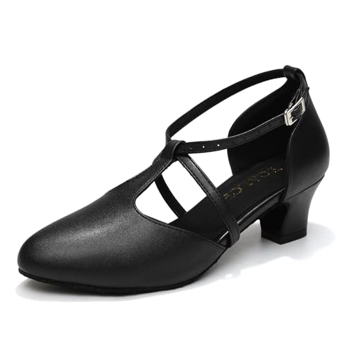 YCALCP Zapatos de Baile Latino Mujer Cerrados Bachata Profesional Tango Vals Salsa,272-Negro-4.5CM,37 EU