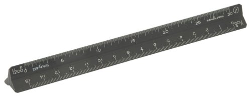 Règle triangulaire Dora 15cm noire échelle de réduction 16241