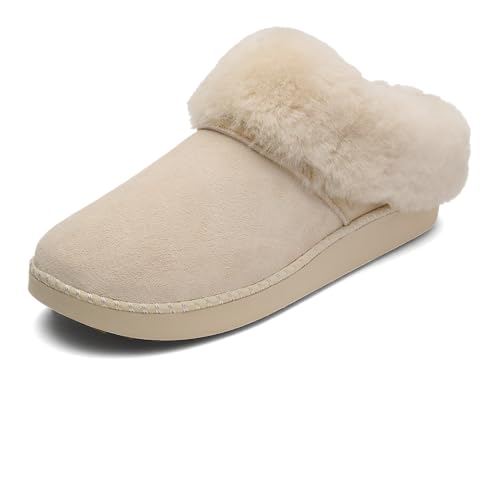 OluKai Kui Womens Slipper Soft Full-Grain Leather & Wool Blend Footbed Wet Grip Soles for Inside & Outside Wear Cute & Comfortable Slip-On Puka/Puka 9