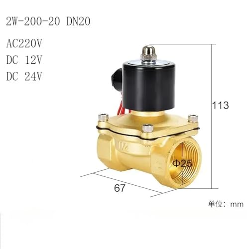 Électrovanne pneumatique DN20 220V vanne normalement fermée pour eau air huile laiton