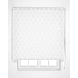 Estor Paqueto Visillo Estoralis Davos Estor Enrollable Visillo translúcido - Visillo Blanco, Estor de 150 x 180 cm (Ancho x Alto). Tamaño de la Tela 147 x 175 cm. Estores para Ventanas visillos
