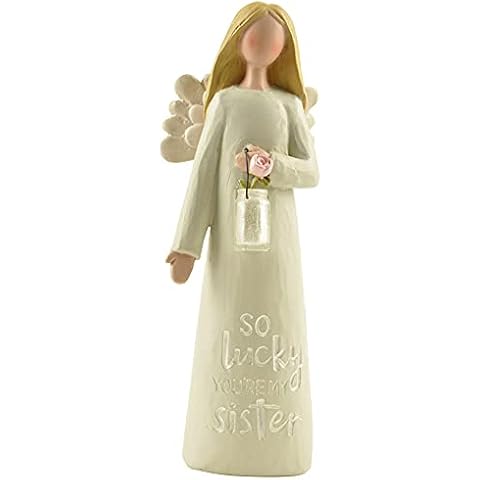 Feather & Grace Angel Holding Clear Vase, Figurine for Sisters, Statue for Home or Room Decor, Guardian Angel Ornament Gifts for Her - Resins - Multi, One Size Cover