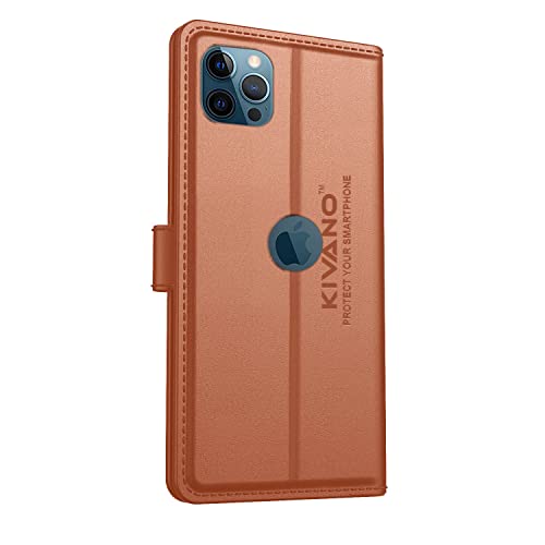 Image of KIVANO Compatible with Apple iPhone 12 Pro Max Flip Cover | Leather Finish | Inside Pockets & Inbuilt Stand | Shockproof Wallet Style Magnetic Closure Back Cover Case