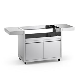 Stainless Steel Grill Cart for Hygrill 5-Burner Built-in Gas Grill, Outdoor Kitchen Island with Foldable Side Shelves and Storage Cabinet Stainless Steel Grill Cart for Hygrill 5 Burner Built in Gas Grill Outdoor Kitchen Island with Foldable Side Shelves and Storage Cabinet