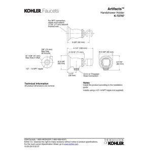 Kohler K-72797-CP Artifacts Wall-Mount Handshower Holder and Supply Elbow, Polished Chrome - image 4