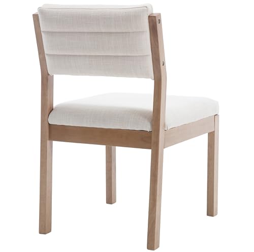 Image of RIVOVA Linen Dining Chairs Set of 6, Comfortable Upholstered Kitchen Chairs with Wood Legs, Mid Century Modern Kitchen Chairs Accent Side Chair for Living, Bedroom, Restaurant, Beige