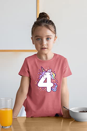 Unicorn 4th Birthday Shirts for Toddler Girls Outfit 4 Year Old Fourth Four Shirt