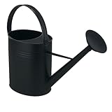 HRB Zinkgießkanne 10 L, Gießkanne feuerverzinkt, langlebige Metallgießkanne für den Innen- und Außenbereich Giesskanne mit Gießbrause Bewässerungssystem (Schwarz, 10 Liter)