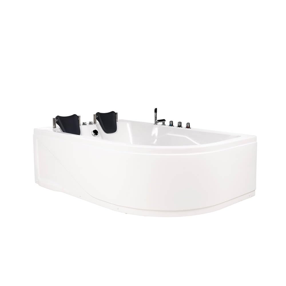 HOME DELUXE - Whirlpool - BLUE OCEAN XL dritto, bianco, dimensioni: 180 x 120 x 65 cm - con cuscino per la nuca, rubinetteria e pompa acqua I Whirlpool per 2 persone, interno SPA, vasca da bagno