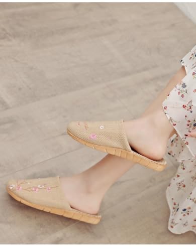 Plum Blossom slippers floral Chinese style Slippers for Women and Men linen house bedroom corduroy bow cross with slipper shoes Comfortable stylish gift slippers2