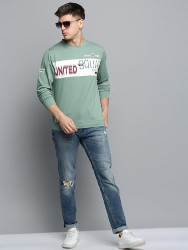 Image of SHOWOFFFF Men Typography Pullover Sweatshirt | Round Neck Full Sleeves Cotton Sweatshirt's for Mens | Regular Fit Regular Length Sweatshirts for Men's