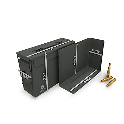 Solid Tactical Metal Ammo Can - New Military & Army Ammo Storage Container - M2A1 & M19A1 Ammunition Boxes - Use our Ammo Case as a Metal Storage Box or an Ammo Crate Utility Box (30 & 50 Cal Combo - OD Green) - Thumbnail 6