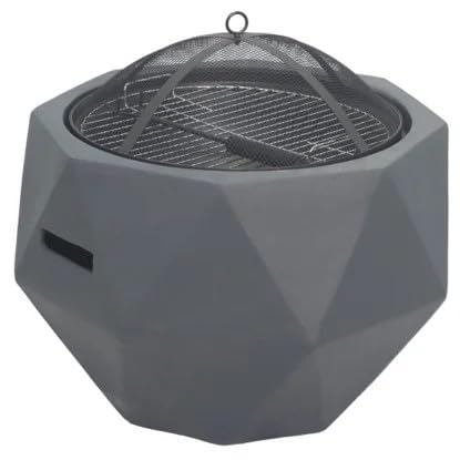 Feuertonne, Feuerschale, Grill, Feuerschale Steinoptik, Design Feuerstelle (Eckiges Kugel-Design)