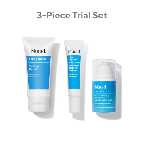 Acne Treatment Trial Kit – Salicylic Acid & Mandelic Acid for Clear Skin – Oil Control, Spot Treatment & Cleanser – Travel Size Skincare for Acne-Prone Skin (3-Piece Clear Skin Kit)