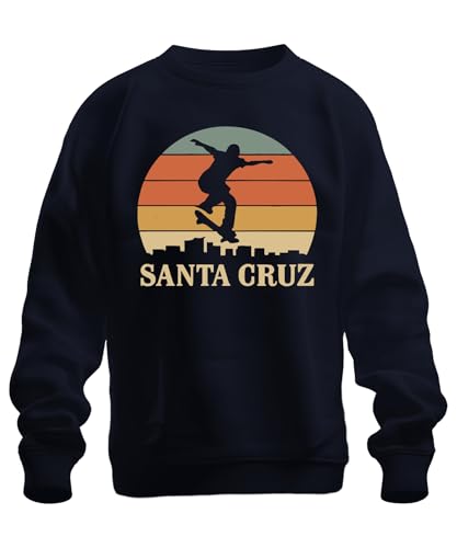 Printera Santa Cruz Skateboard Skater Retro Sunset Vintage Beach Sudadera Unisex, azul marino, XL