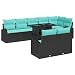 vidaXL Garten-Sofa-Set mit Speicher 9 pcs Schwarz Poly Rattan, Moderne Garten- und Terrassensofas, rechteckig, modular, robust, stylisches Design, Outdoor-Sitze mit Stauraum