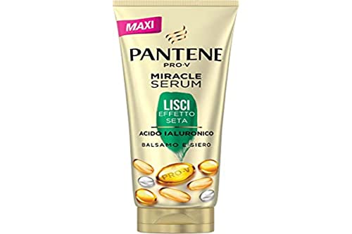 Pantene Pro-V Miracle Serum liso efecto seda, tratamiento intensivo y nutritivo, con o sin aclarado, con ácido hialurónico, 220 ml