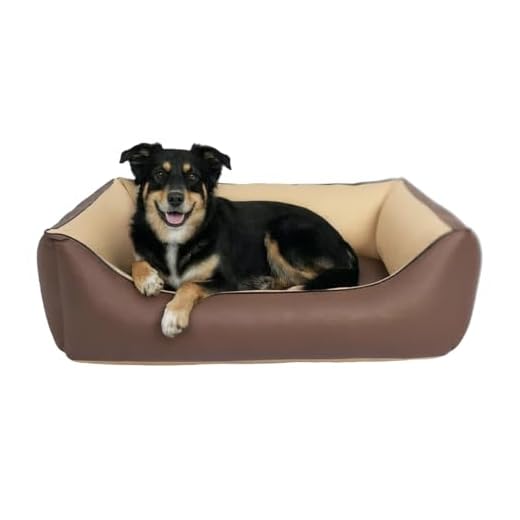 CopcoPet - Hundebetten Rocco L 90 x 70cm, Mocca, 2in1 wasserabweisendes Hundebett, Hundeschlafplatz komplett aus Kunstleder, orthopädische Hundematratze aus Viscoschaumstoff