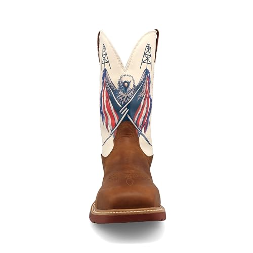 Image of Twisted X Men's 12 inch Western Work Boot, Roasted Pecan & Red, White, & Blue, 8 EE