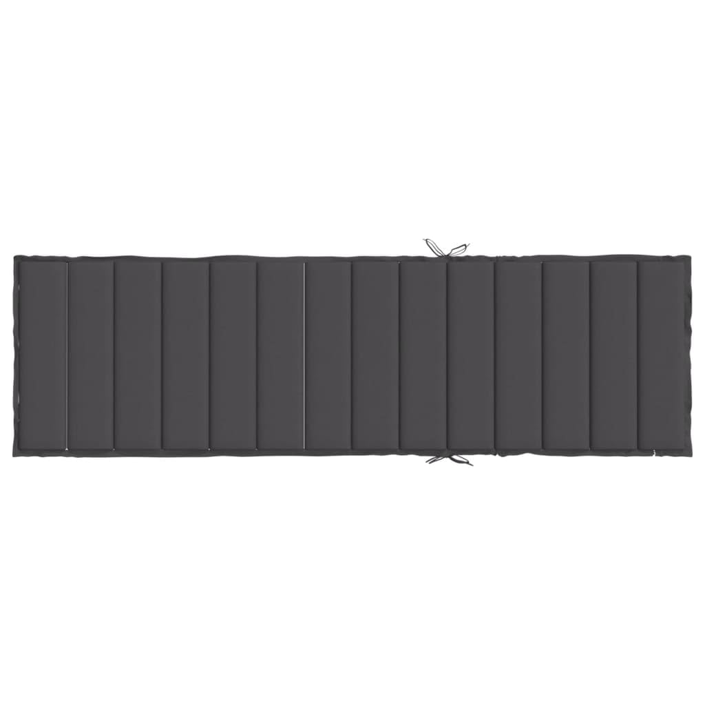 Cuscino per lettino prendisole, antracite, 200 x 50 x 4 cm, poliestere