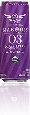 Marquis O3 Organic 0-calorie Energy Drink - Super Berry Case of 12
