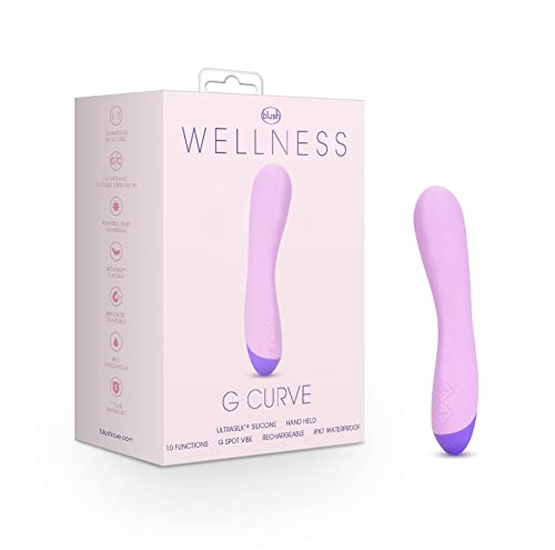 Blush Wellness 8” G Curve G-Spot Vibrator, Ultrasilk Silicone Smooth Pleasure Wand - Rumbly 10-Speed, Rechargeable Clitoral & Vaginal Stimulator, Waterproof - Luxury Adult Sex Toy for Women - (Purple)