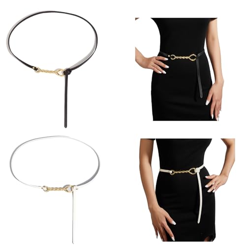Lady Waistchain Twisting Buckle Skinny Chain Golden Buckle For Daily Banquet Dress Costume Accessories2