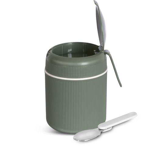 Image of JAYPEE SoloMeal PUF Insulated Inner Stainless Steel Food Jar with Foldable Spoon|Hot /Cold Meal Jar for Kids|Office Women |Men|Food Storage Traveling Box Light Weight |Scratch Resistant|500 ml, Green