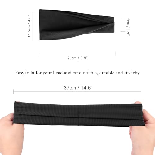 Image of DRESHOW 6 Pack Yoga Sports Headbands for Women Elastic Non-Slip Headbands Running Workout Hair Bands