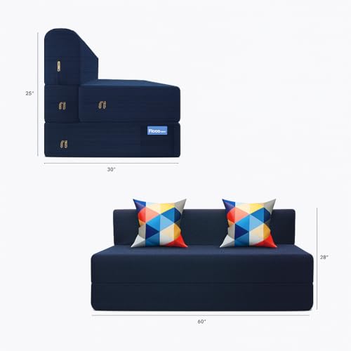 Image of CELLBELL Comfy Sofa Cum Bed 5x6 Feet | Foldable Dual Use Couch Bed with Soft Cushions, Washable Fabric Cover & Sturdy Frame | Space Saving Modern Design for Living Room, Bedroom Guest Use (Navy Blue)