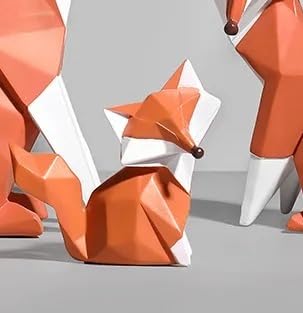 Statue de Renard en polyrésine : figurine origami géométrique art déco pour salon