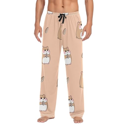 Men's Sleepwear Cute Hamster Nuts Orange Pajama Pants for Men 2303961