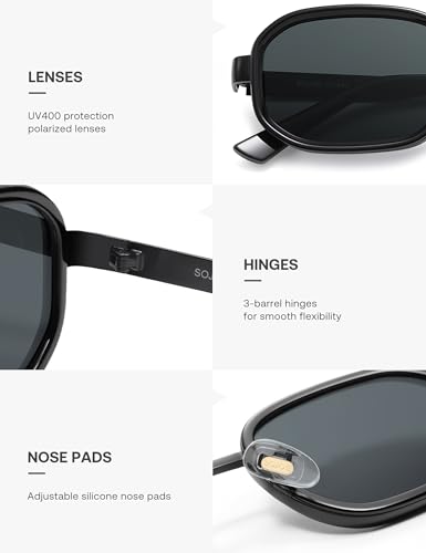Image of SOJOS Trendy Rectangle Polarized Sunglasses for Women Men,Retro Square Shades Chic Sun Glasses SJ1291