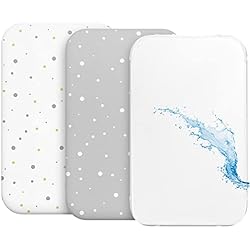 Ropa De Cama Cuna Colecho Sábana Bajera Cododo (Juego de 2) + 1 Protector de colchón Impermeable con elástico, 3 en 1, tamaño 50 x 83 cm, Compatible con cunas, Cama de colchón Cododo Bebe para niña y niño, diseño Gris