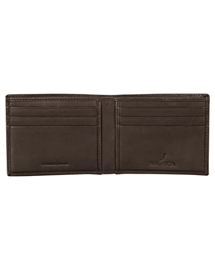 Image of Nautica Men's Bifold Leather Wallet | RFID Blocking | ID Window | Card Slots | Organization | Durable | Stylish