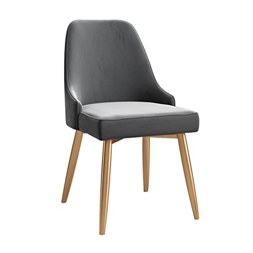 SJIALEN 1 Pcs Velvet Dining Chairs, Apartment Living Room Side Chair Golden Legs Accent Chairs Bedroom Balcony Makeup Chair Kitchen Chair (Color : Grey)