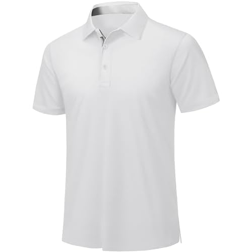 ZITY Mens Golf Polo Shirts Short Sleeve Quickly Dry Performance Collared Polo Tennis Casual Shirt for Men White 3X-Large