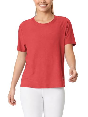 Image of ODODOS Women's Performance Cropped Tee Ultra Soft odSTRATUM Tech Short Sleeve Relaxed Top Crew Neck T-Shirts