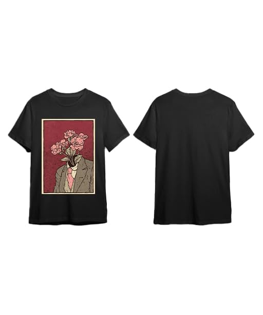DigiProw asthetic Art Black Tshirt with Rose Man