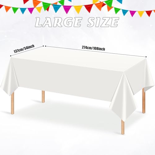 Nappe blanche jetable rectangle 137x274 cm en plastique imperméable - Lot de 3 - 3