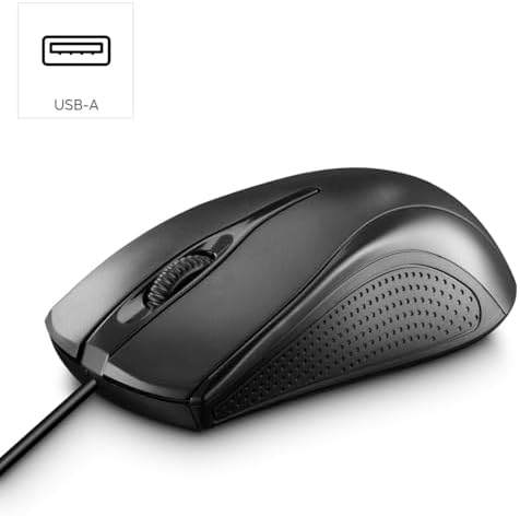 Hama Computermaus mit Kabel 1000 DPI Rechts- Linkshänder PC Laptop Windows Mac