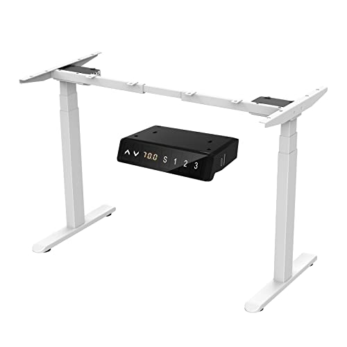 AIMEZO Electric Height Adjustable Standing Desk Frame , Sit to Stand Desk with Dual Motor / 3 Tiers Legs /4 Memory Controller /1USB Interface White (Frame only)