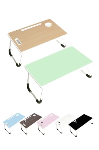 JARDIN202 - Bandeja para Desayuno | Mesa Plegable para portátil |Seleccione Color | Bandeja abatible (60x40x27 cm) | Simple (Blanco)